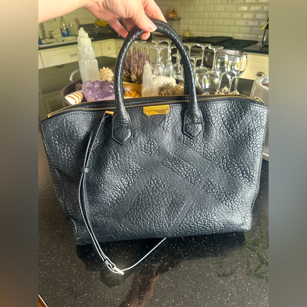 Burberry embossed black leather Handbag